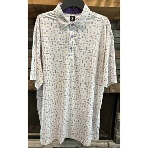 Men’s U Suck At Golf USAG Cocktails/Beer AOP Short Sleeve Polo Shirt 2XL *D3